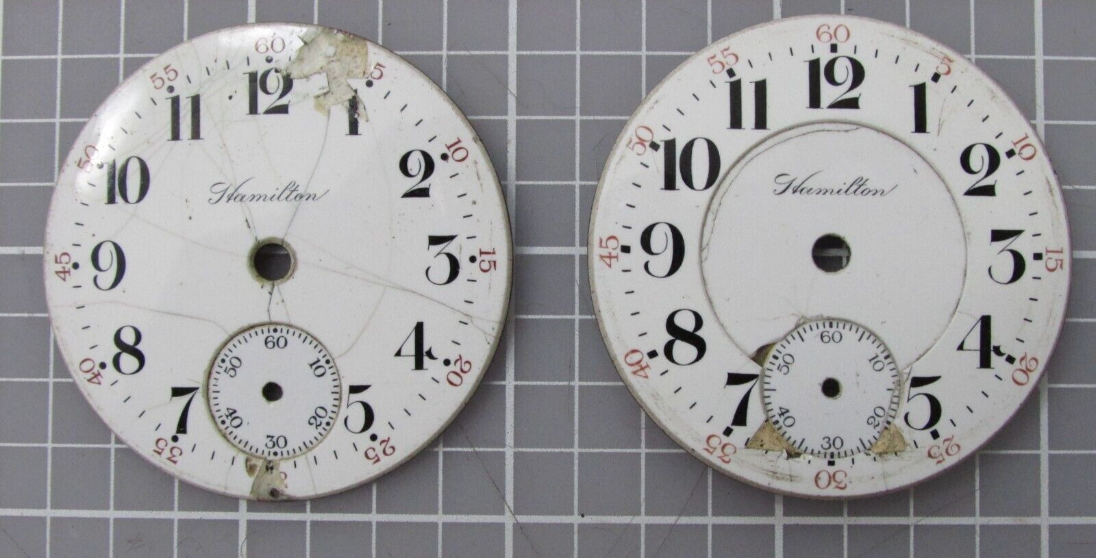 2ct HAMILTON 19s WATCH DIALS 45.4mm AS-IS CHIPPED FOR PARTS & REPAIR P&R W40
