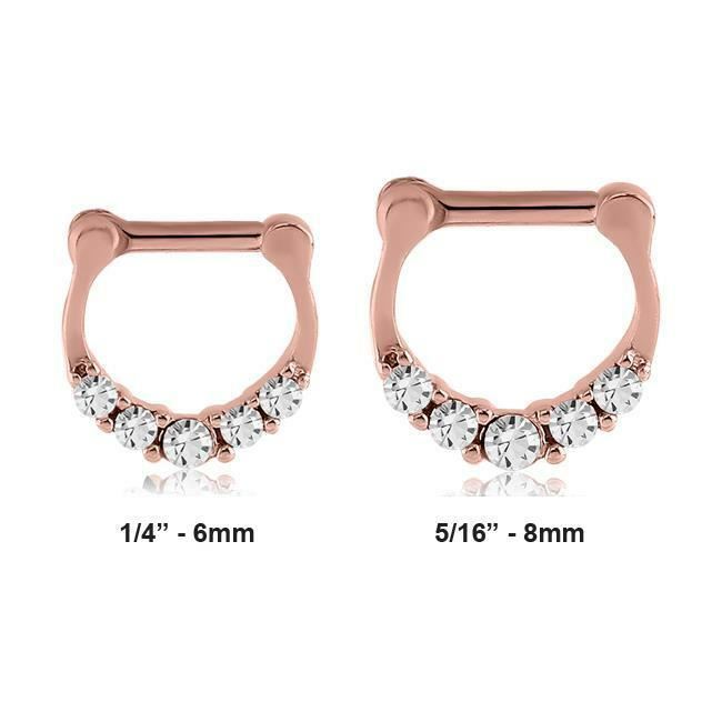 Rose Gold 316L Surgical Steel Septum Clicker Nose Ring Hoop 1/4″ 5/16″ 14G 16G