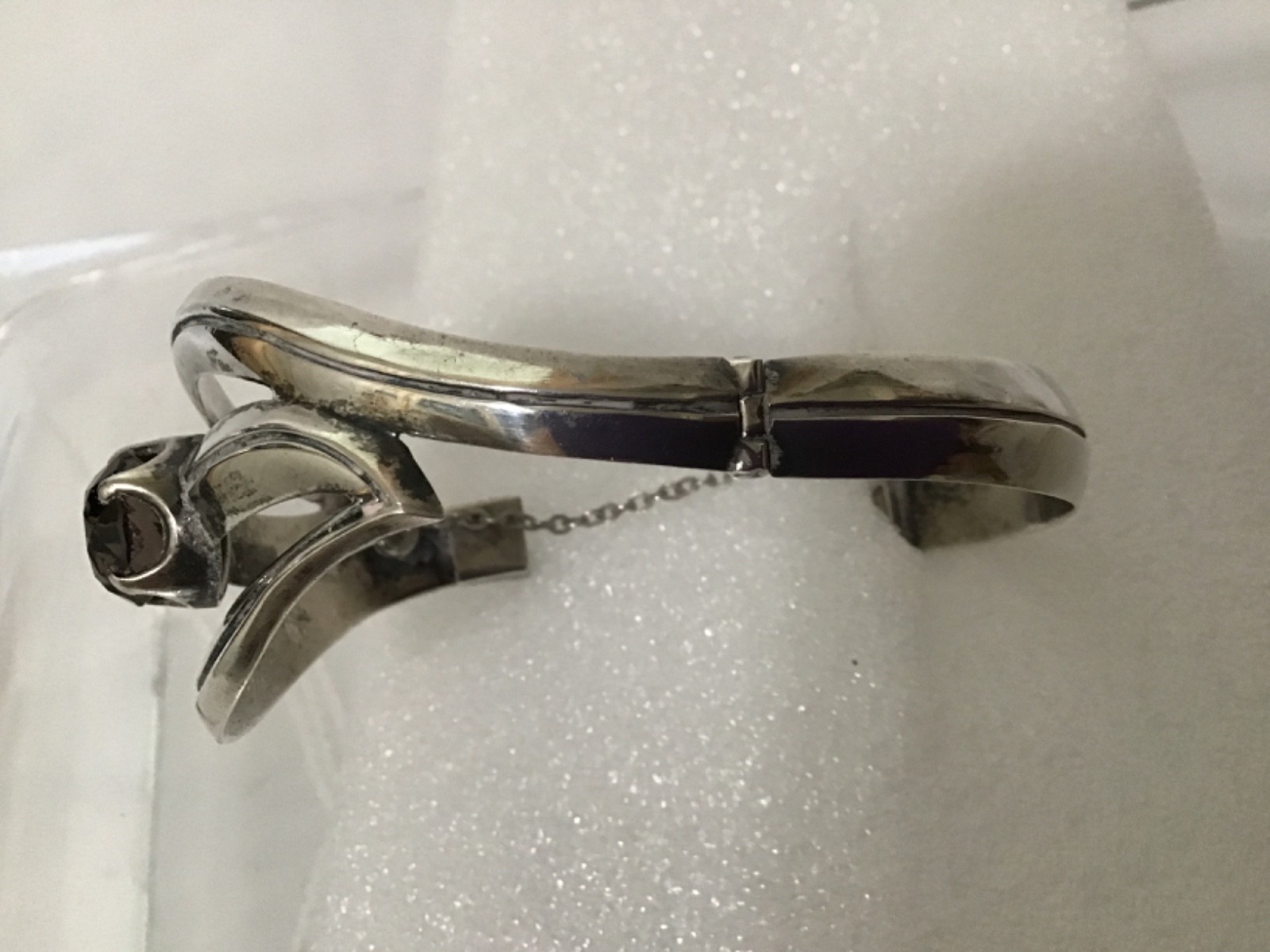 Taxco sterling silver 925 cuff hinged bangle fits 7.5″ wrist,,, 50g. , Mexico