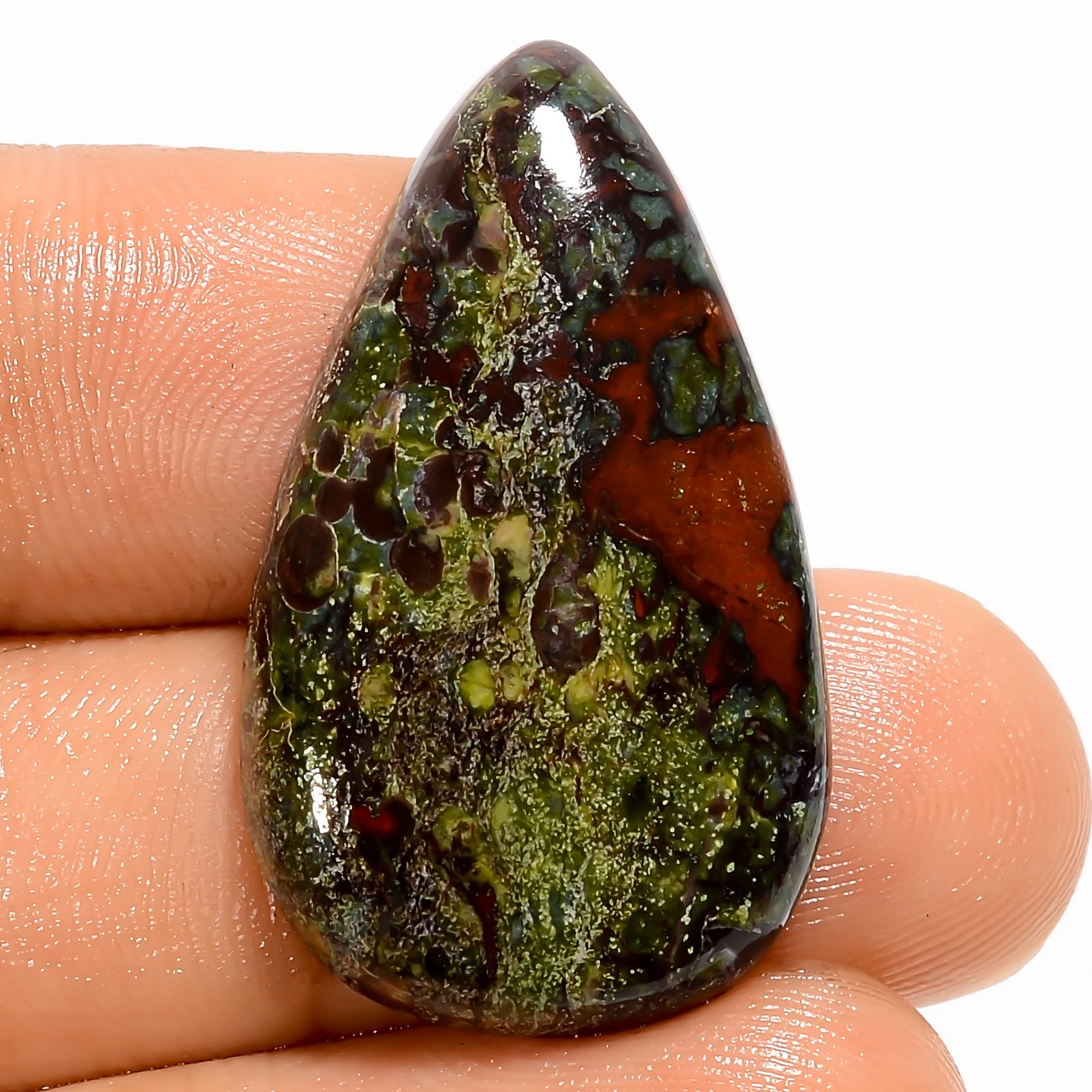 100% Natural Dragon Jasper Pear Shape Cabochon Gemstone 24 Ct 30X18X5 mm A-35622