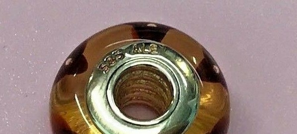 PANDORA | 14K GOLD BROWN MYSTIC MURANO CHARM ✪NEW✪ 750402 RARE RETIRED 585 ALE