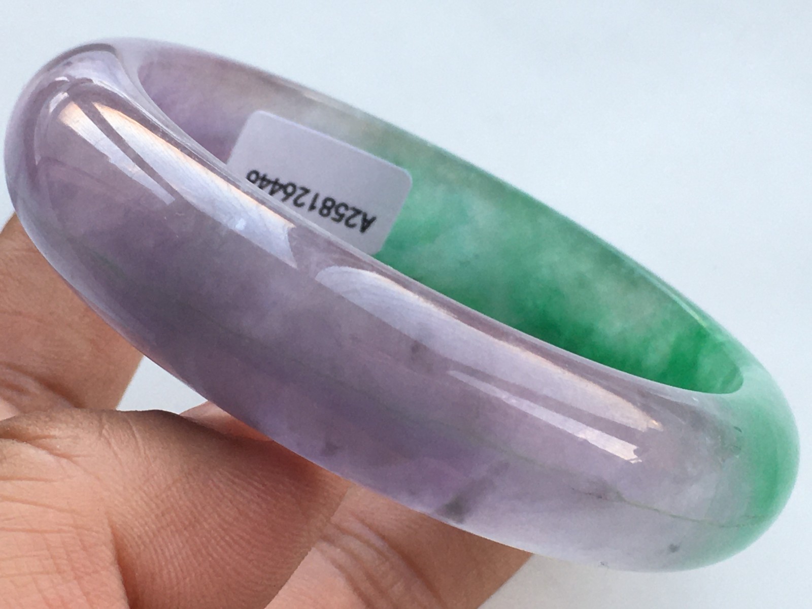 58mm Certified Nature Green/Purple Burmese Jade jadeite bracelets bangle 6446