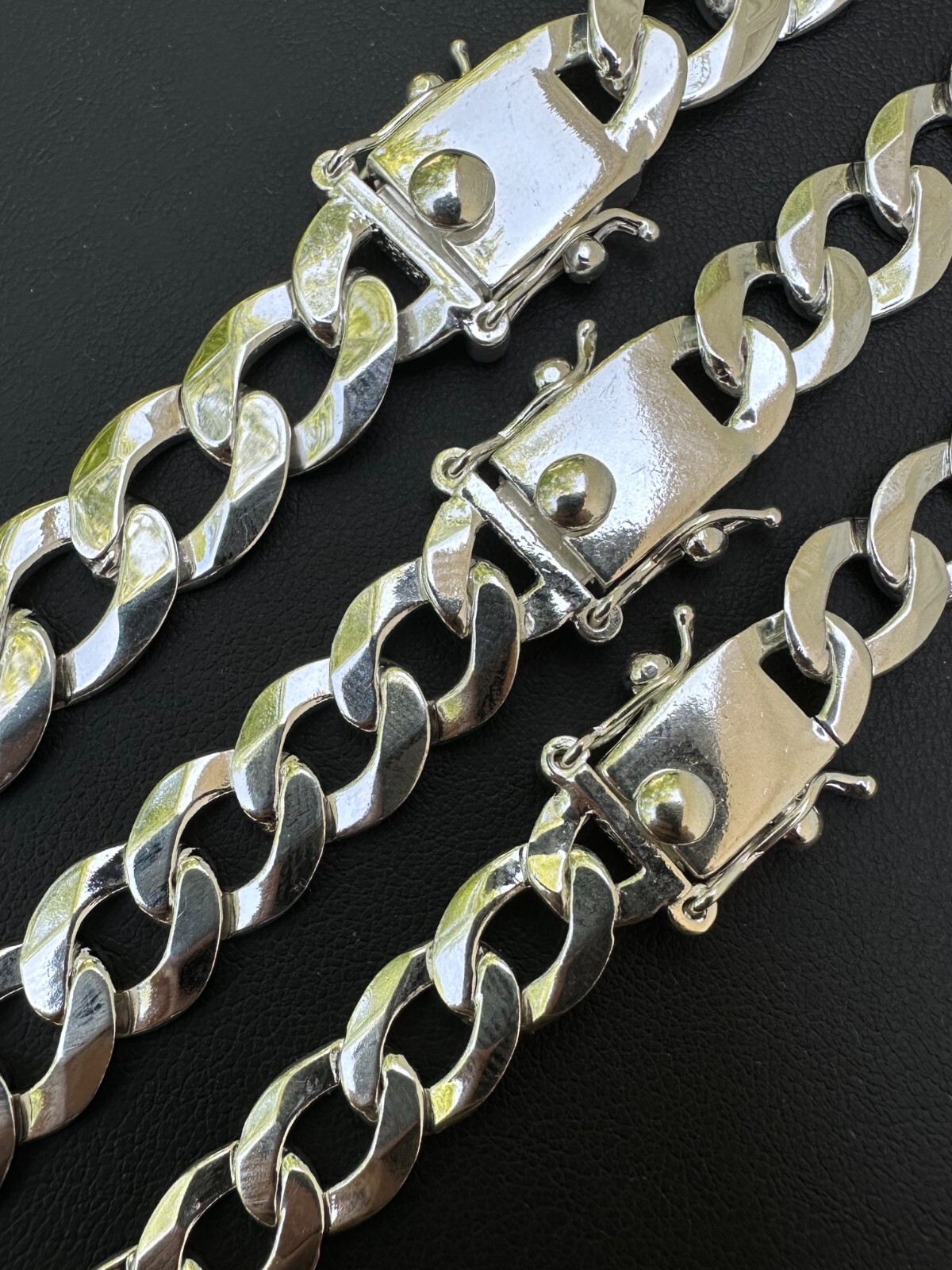 Curb Cuban Link Chain Necklace Bracelet Real 925 Sterling Silver Sleek Box Clasp