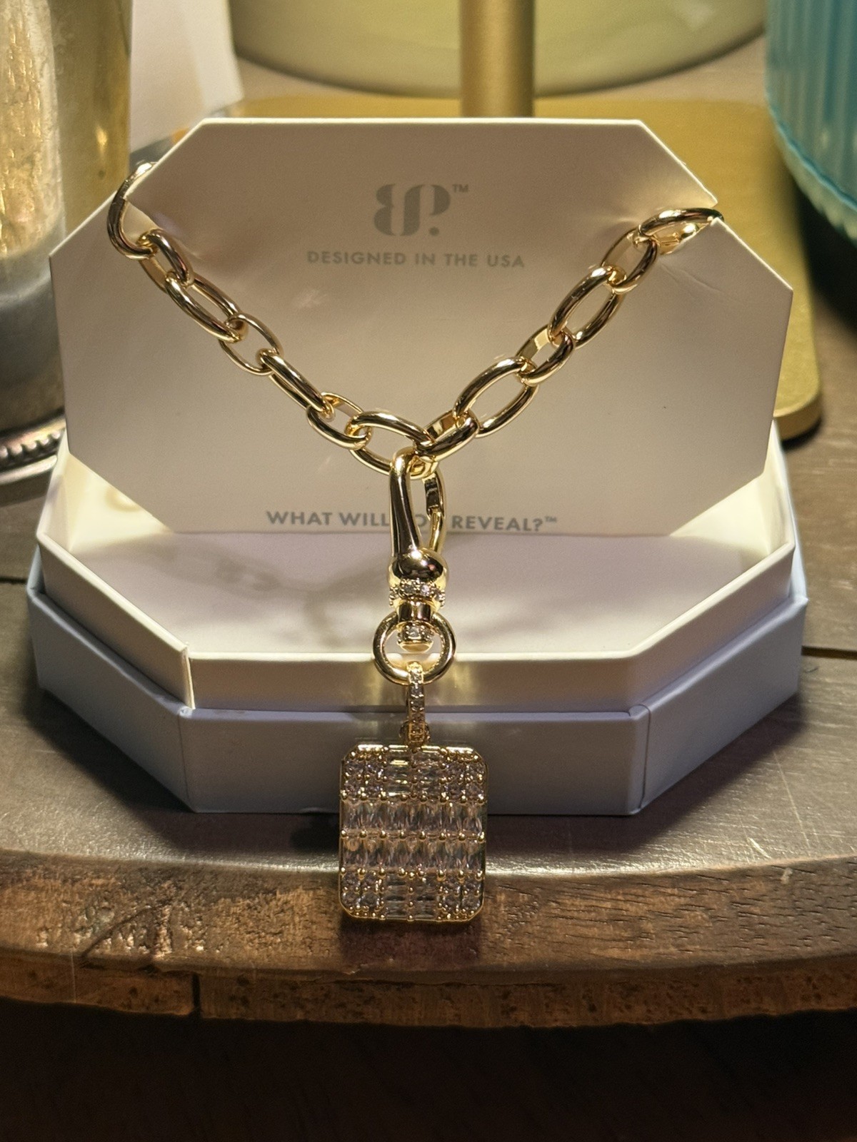 Bomb Party OG Necklace “Be Anything But Basic” NK28221 Diamond CZ Gold Plating