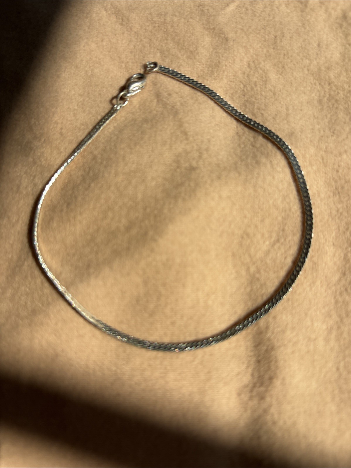 Vintage Silver Tone Herringbone Chain Bracelet 4mm Flat Snake Link Minimalist