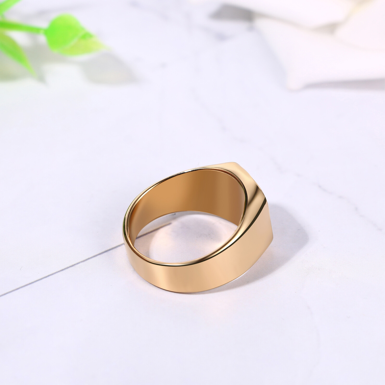 ‌Men’s Classic Stainless Steel Tiger Eye Stone Signet Ring Band Gift Size 6-13