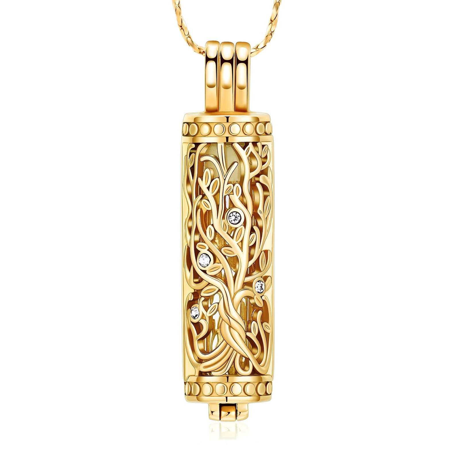 Cremation Jewelry Urn Necklace for Ashes Pendant with Hollow Glass Vial Cylin…