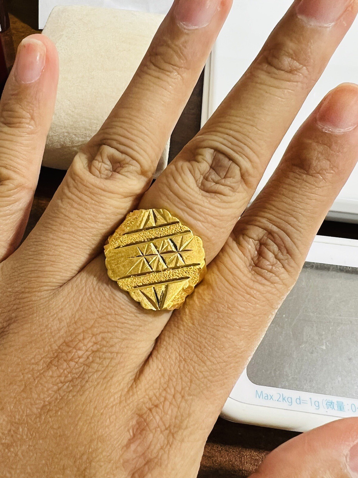Solid 22C 22K 916 RING Gold Real Gold Mens Women’s 8.5”- 9” 16mm 9.32g