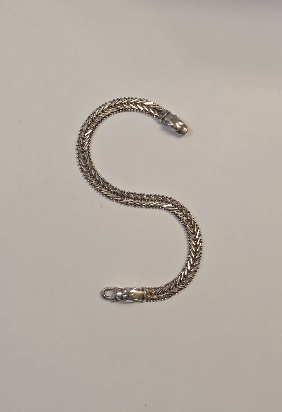 Vintage Milor Sterling Silver Italian Panther Puma Heads Bracelet 8.75″