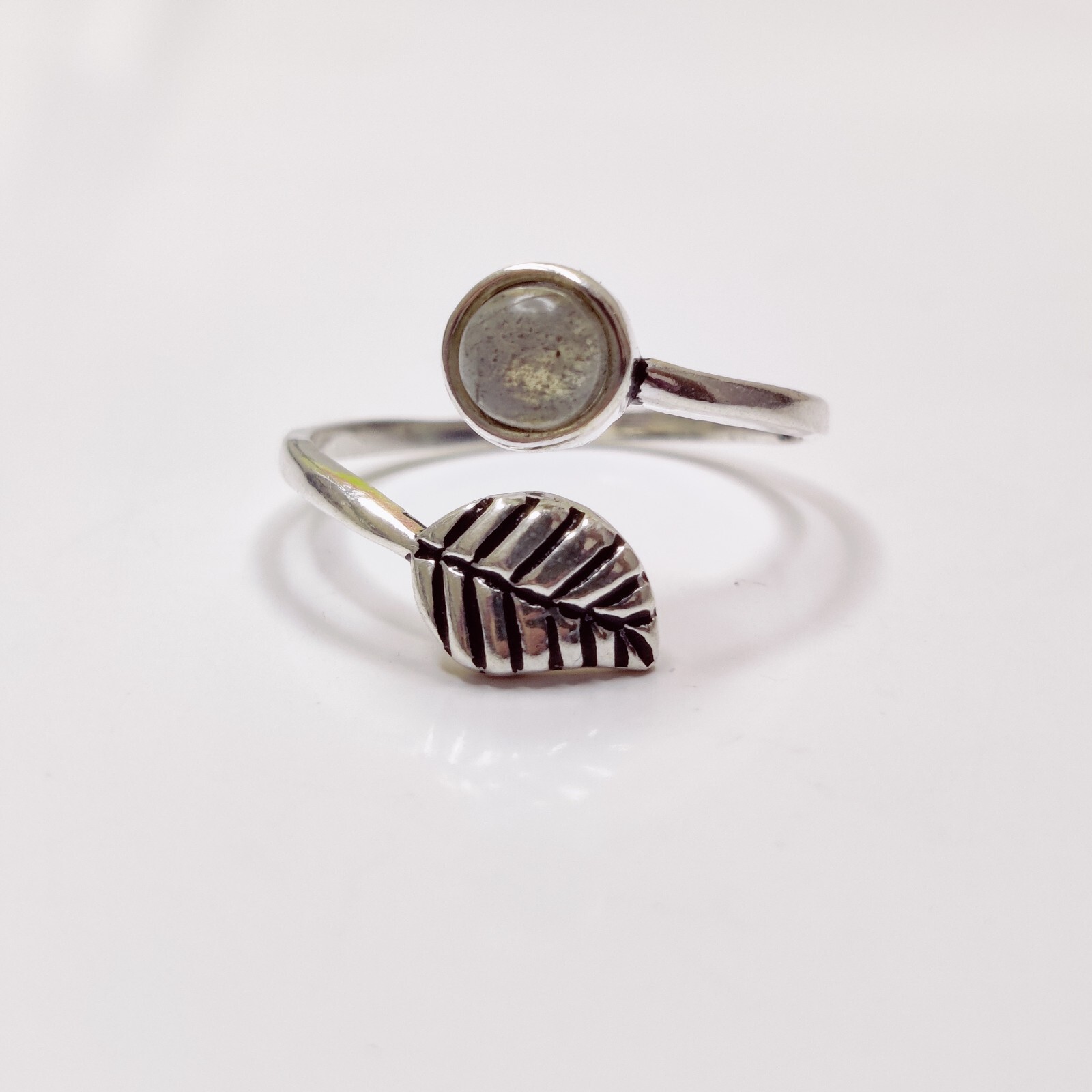 Moonstone Gemstone 925Sterling Silver Stackable Leaf ring available in all sizes