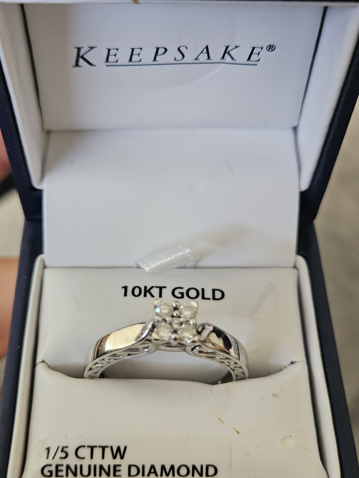KEEPSAKE WHITE GOLD & 0.2 CARAT DIAMOND ENGAGEMET RING SIZE 8.25