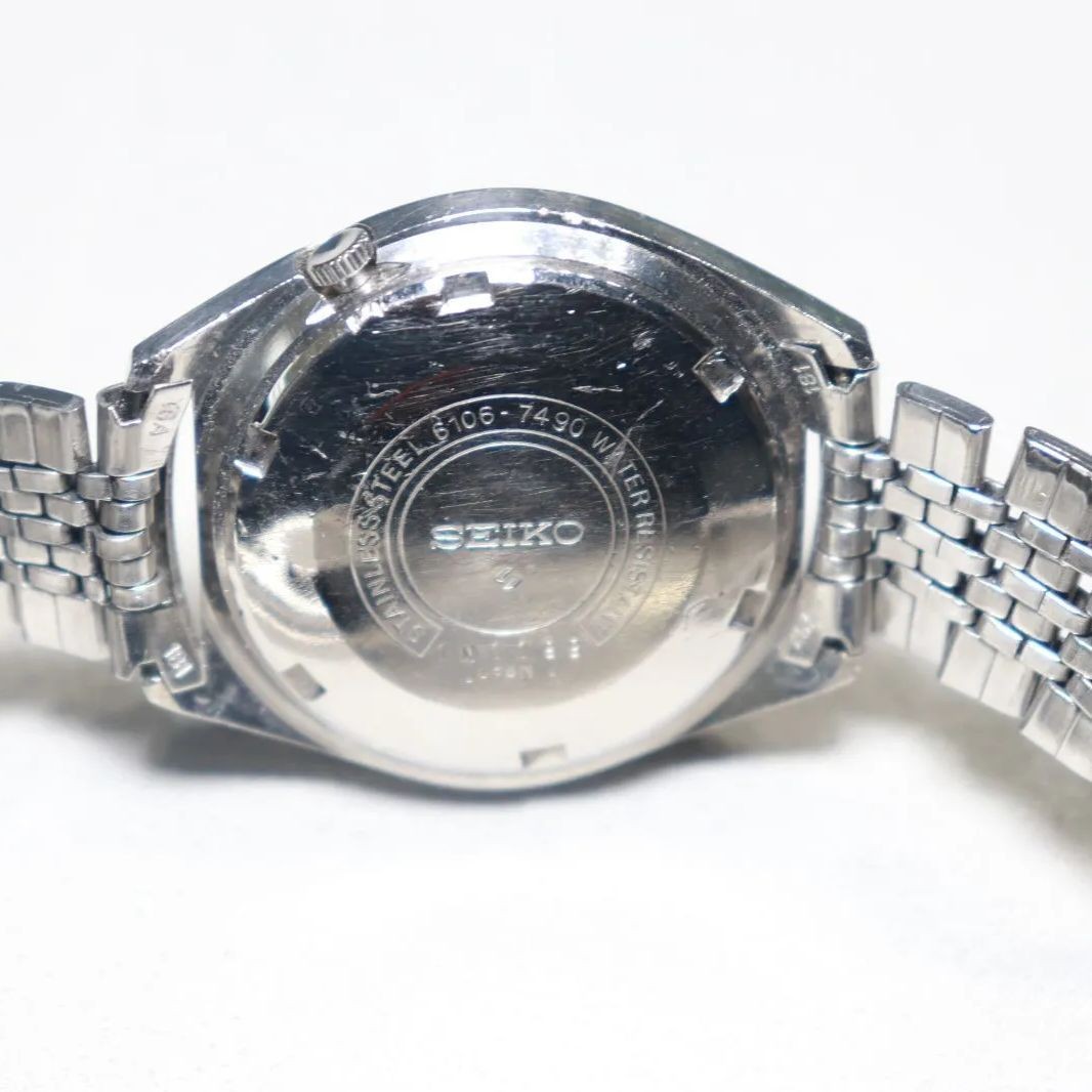Serviced 1971 SEIKO 5 ACTUS Seiko Five Actus SS Matte Black Dial Ref.6106 7490