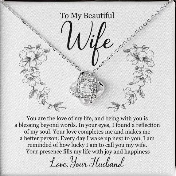 To My Wife Necklace from Husband With Heartfelt Message & Elegant Box