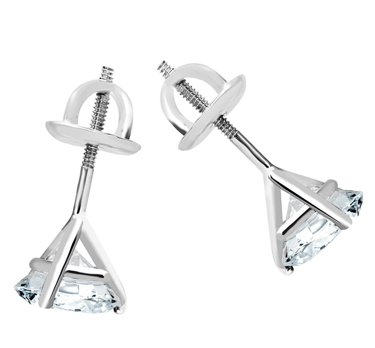 Diamond Martini Studs 14k White Gold Women’s Earrings Round 1.50 Ct Lab Created