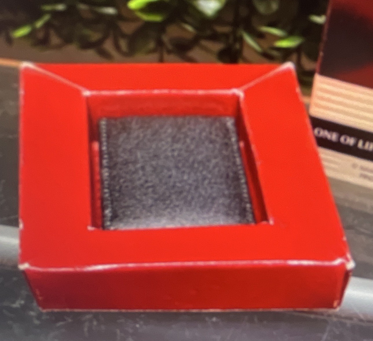 Red Square Ring Gift Box w/ Black Foam Lined Insert, Paper