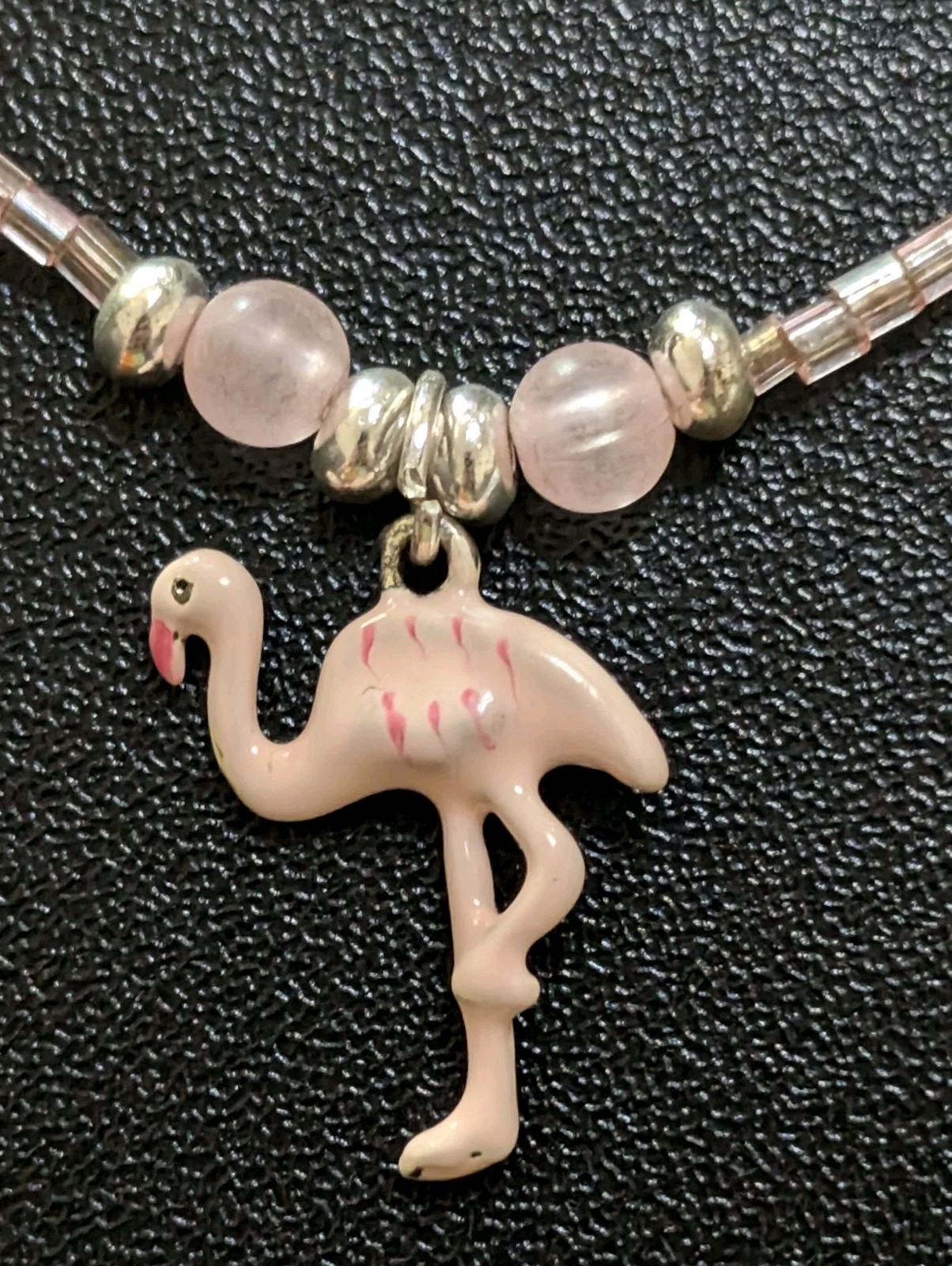 Cool Jewels Vintage Pink Flamingo Pendant Necklace Beaded Beach Summer Choker