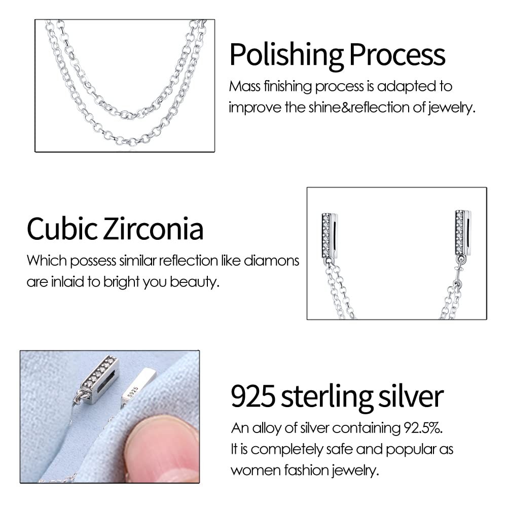 KUNSIR 925 Sterling Silver Clip-On Charm for Reflexions Mesh Bracelet Charm B…