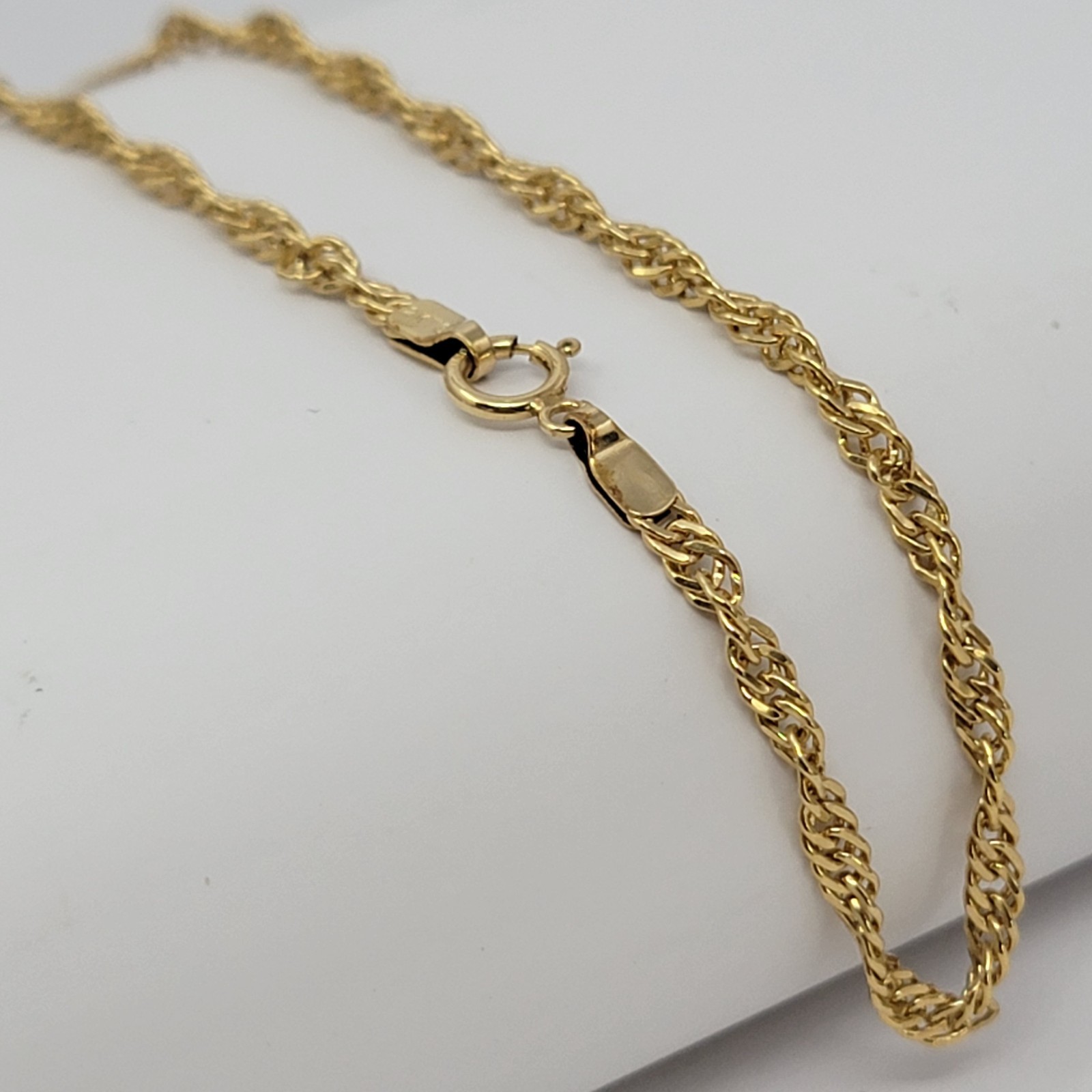 Vintage 12K Gold Filled Singapore Chain Bracelet 8″ 1/20 12k GF Spring Ring NOS