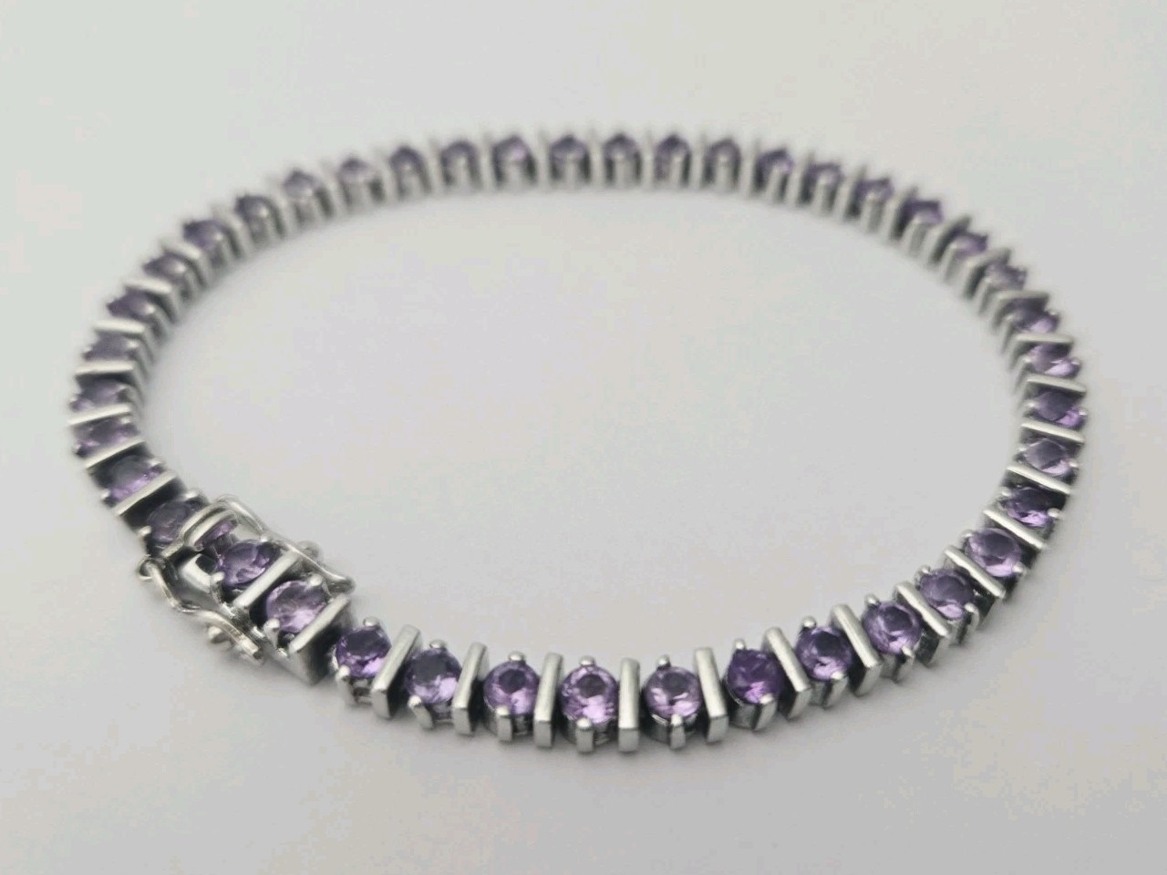 925 Sterling Silver Round Cut Amethyst Women’s Tennis Bracelet 6.7″
