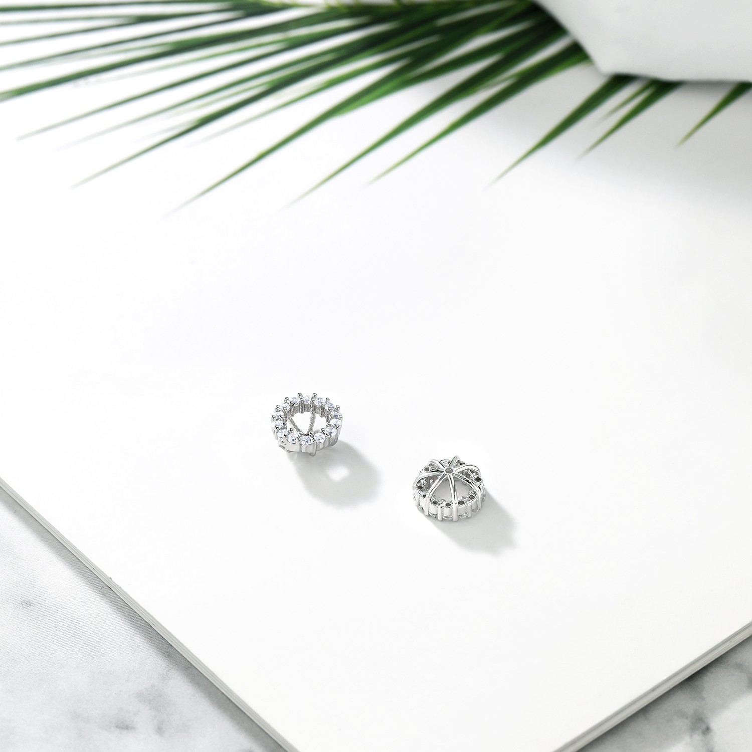 925 Sterling Silver White Zirconia Women Earring Jackets For 7.00MM Studs