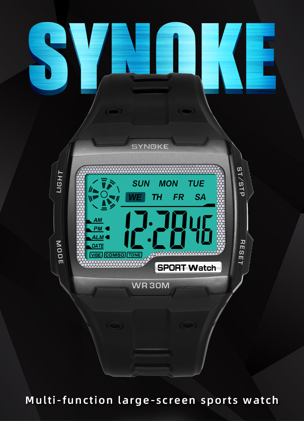 Men’s Digital Sports Watch LED Screen Large Face Military Waterproof Wristwatch
