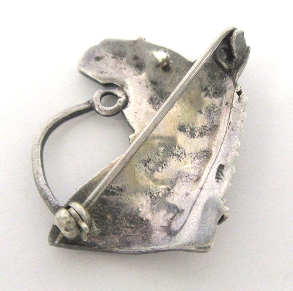 Sterling Silver w Marcasites Horse Head Pin – 1.25″ x 1.25″