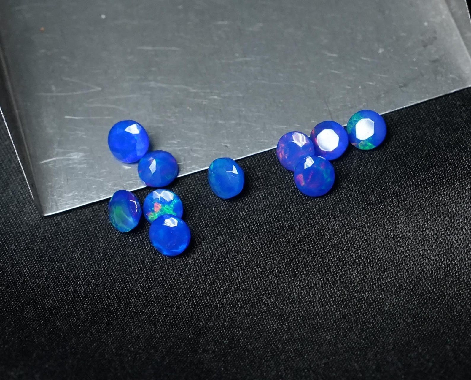 Natural Sky Blue Ethopian Opal Round Faceted Cut 3mm To 10mm Loose Gemstone