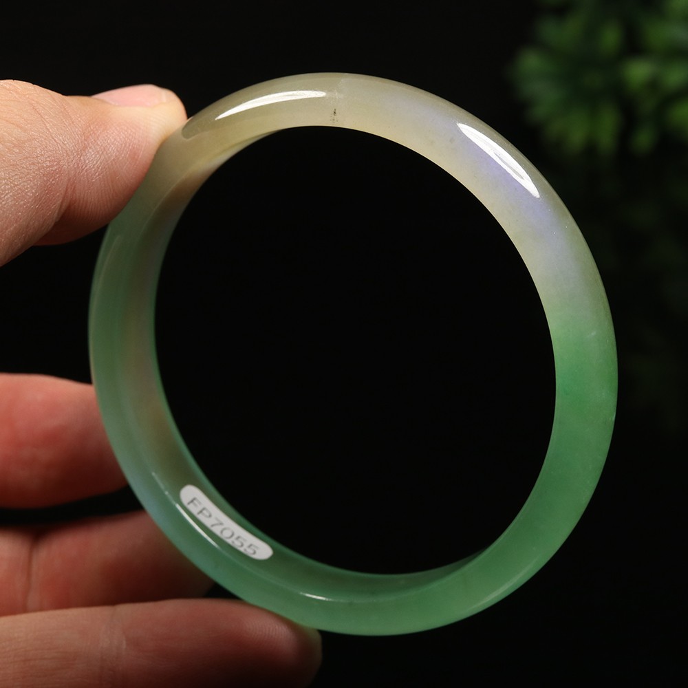 61mm Lavender Green Icy Jadeite Jade Bangle Bracelet Burma Jadeite A-14163