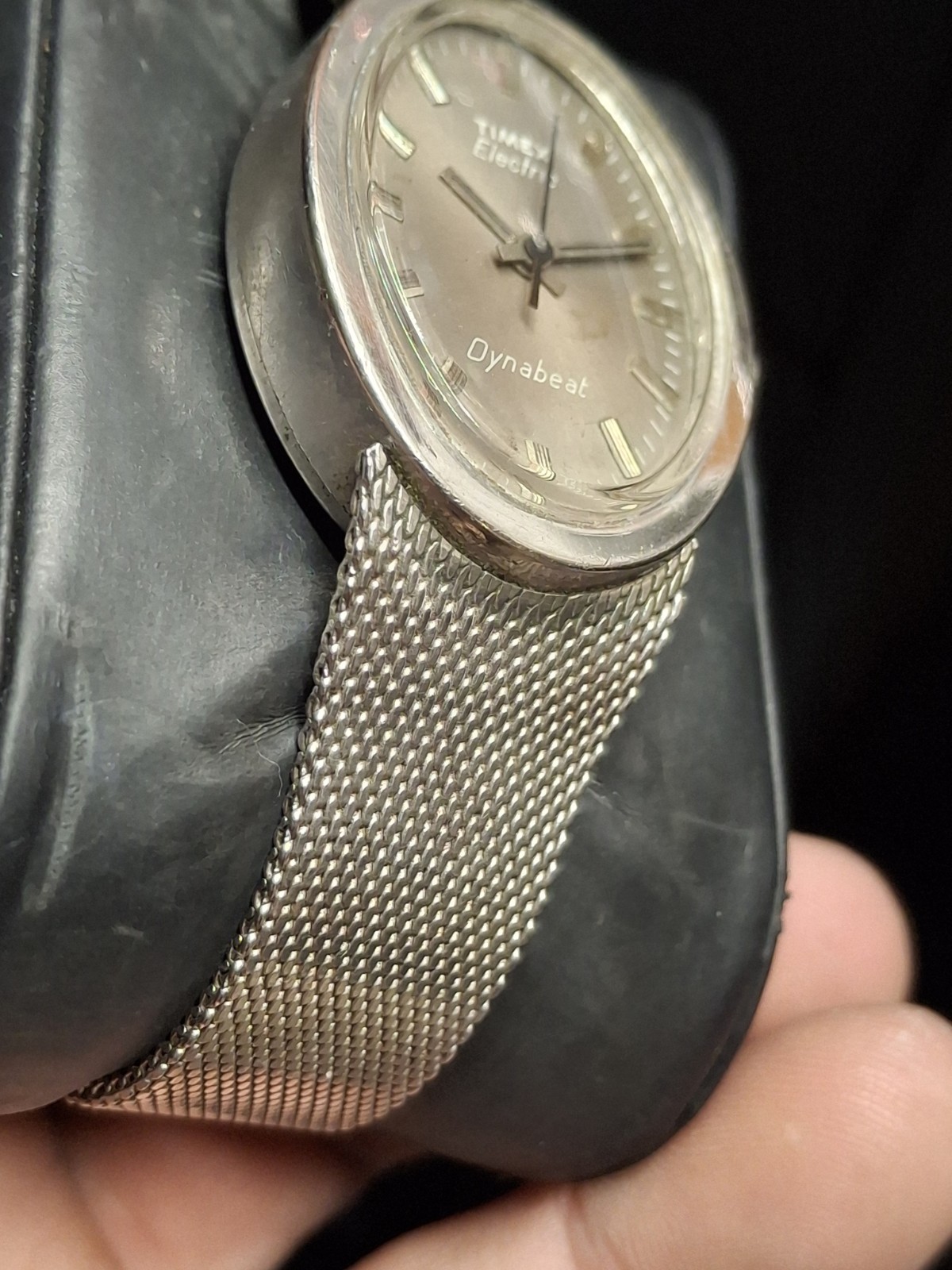 Timex Electric Dynabeat Silver Tone Grey Dial Mens Vintage 1970s 1975 Watch…