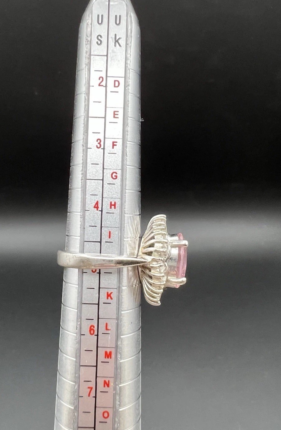 Pink & White/colorless CZ Sterling Silver 925 Ring, Size 4.75.