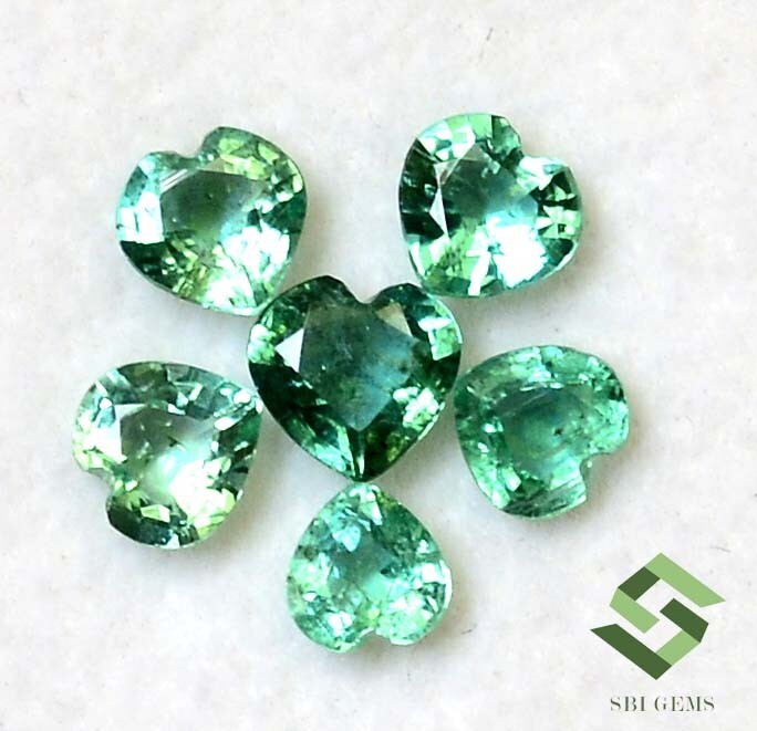 4×4 mm To 5×5 mm Natural Emerald Heart Shape Cut Lot 06 Pcs 1.66 CTS Loose Gems