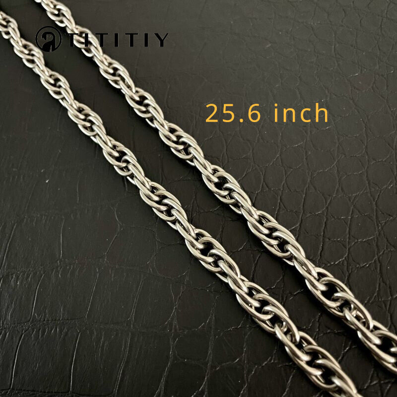 New Pure Titanium Twisted Necklace Wide 7mm Wide Anti Allergic 25.6 Inch Gift