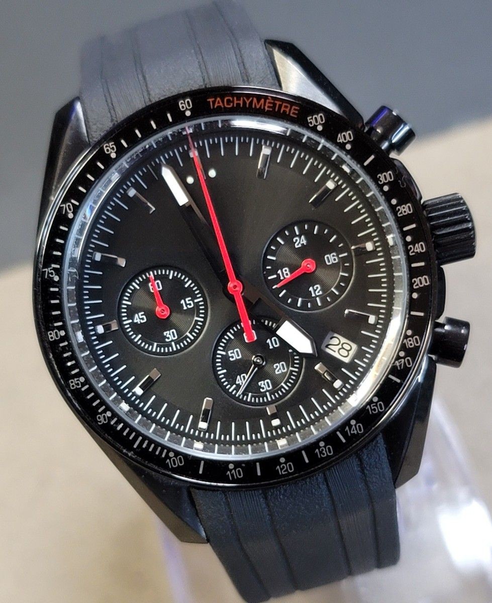 No Logo Homage VK63 Quartz Chronograph 40mm Black Speedmaster Style From Japan