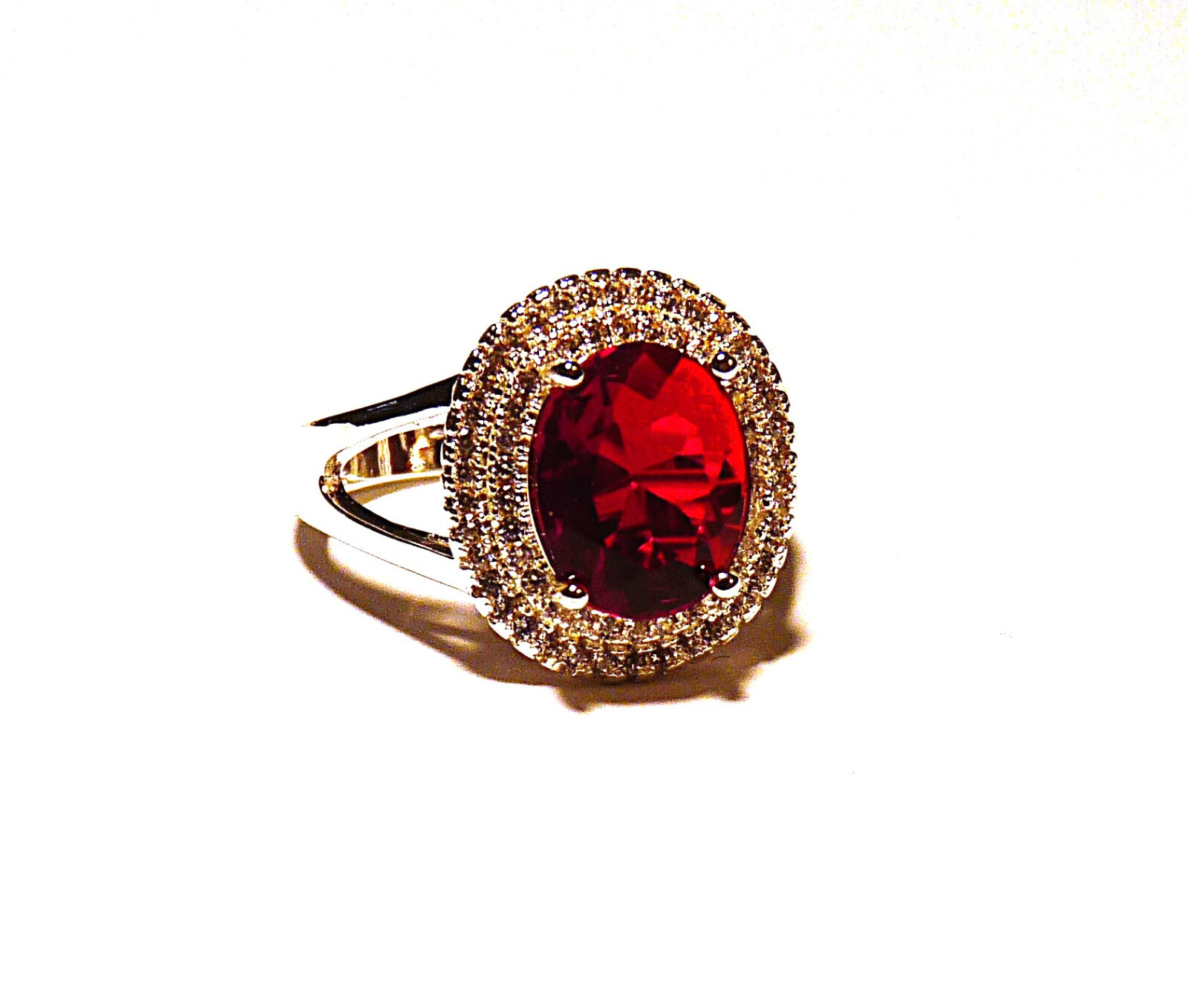 Red Cubic Zirconia Oval 5.05ct Cocktail Ring Women’s Size 8