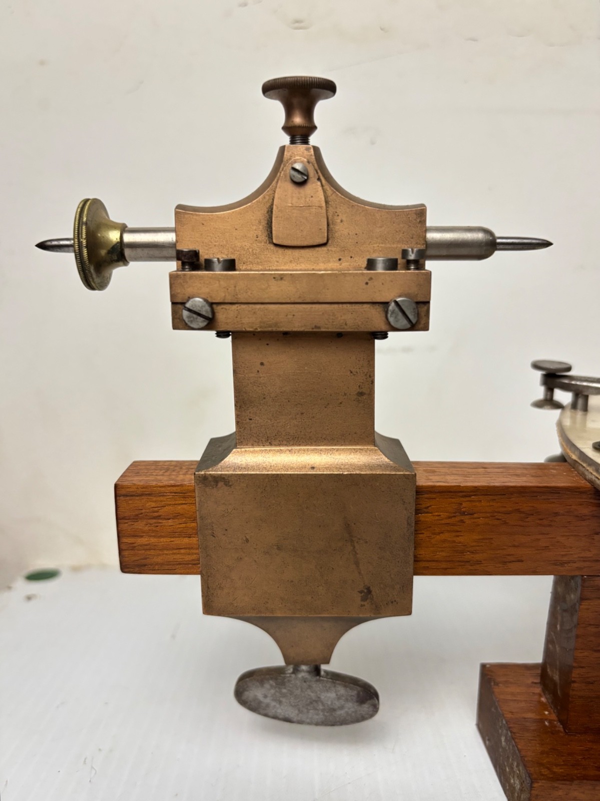 ANTIQUE BRASS AND STEEL WATCHMAKER HOROLOGY CLOCK MANDREL LATHE