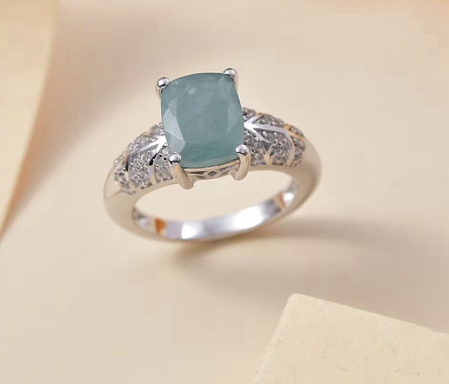 Grandidierite and White Zircon 3.75 ctw Ring In Sterling Silver