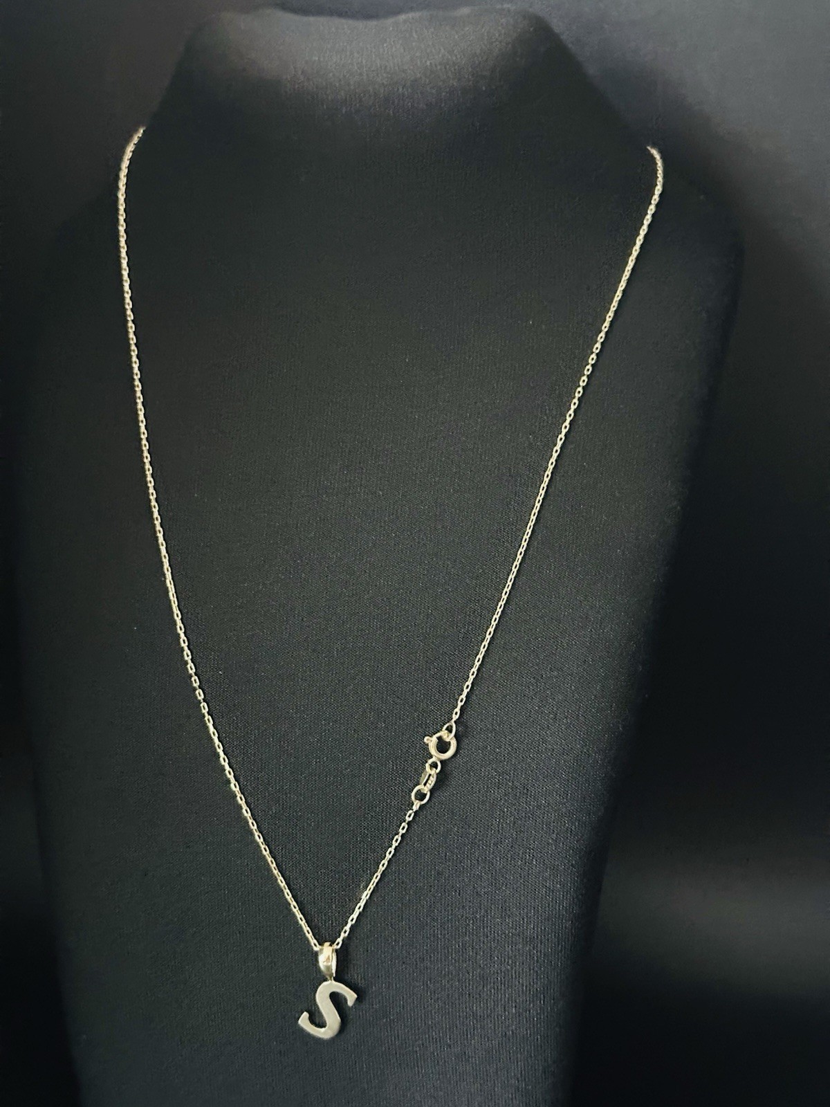 1mm,14K Solid Yellow Gold [S] Initial Necklace 18” Forze Chain 2.00g Stamped 585
