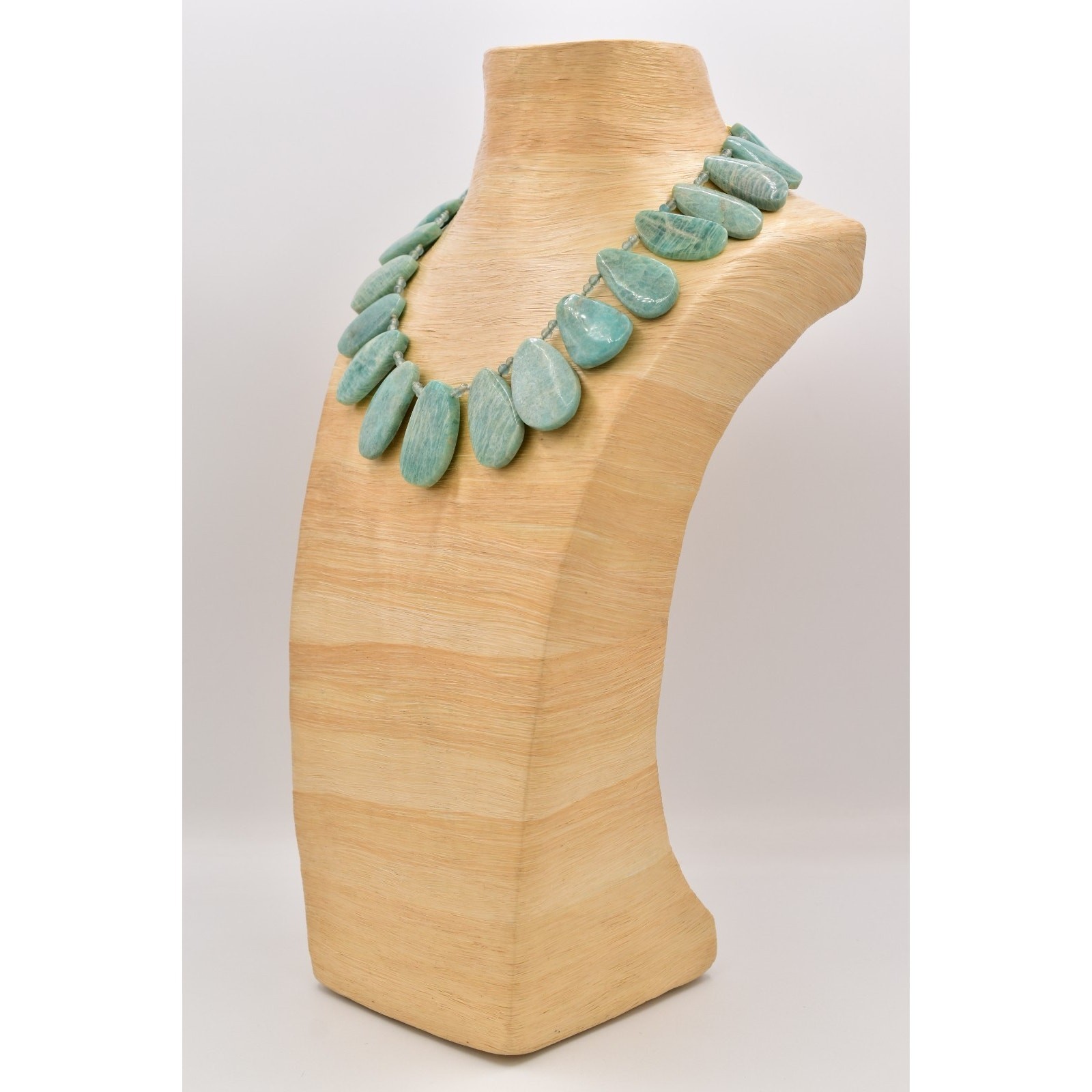 Nest Jewelry Amazonite Petal Necklace Beaded Chunky Aqua Heavy Signed Bin2