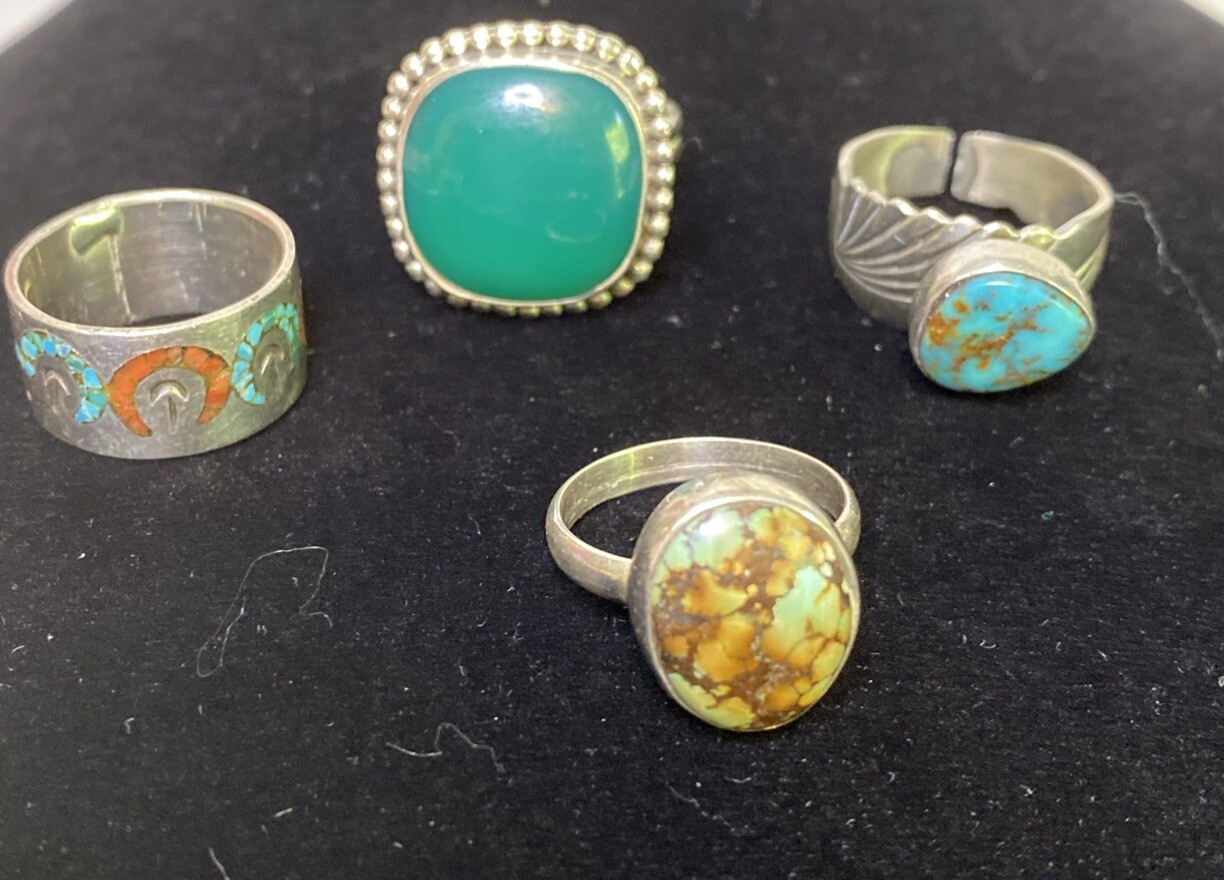 925 Sterling Silver Lot Of 4 Rings Sz. Varies Multiple Stones C11