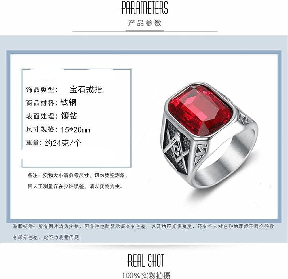 Creative Cool Personality Men’s Red Gem Ring Viking Titanium Steel Trend Jewelry