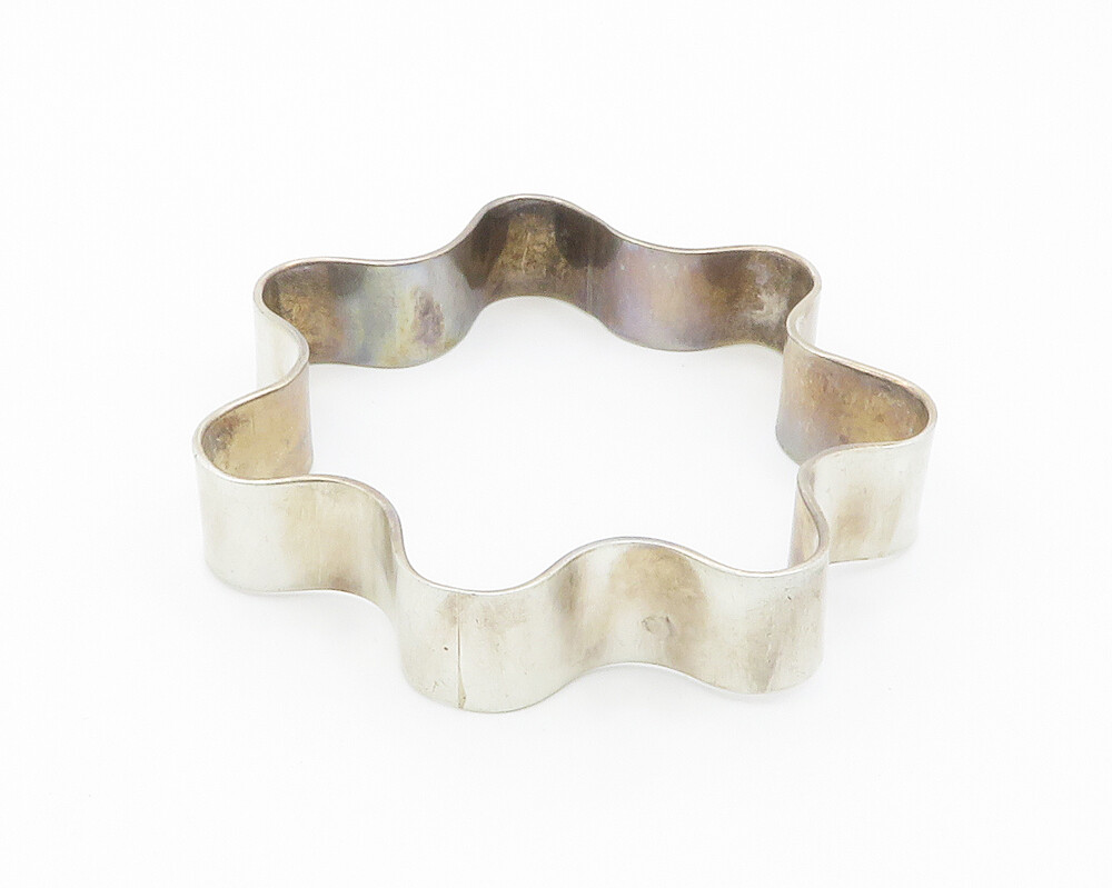SUSAN CUMMINGS 925 Sterling Silver Vintage Smooth Wavy Bangle Bracelet BT5664