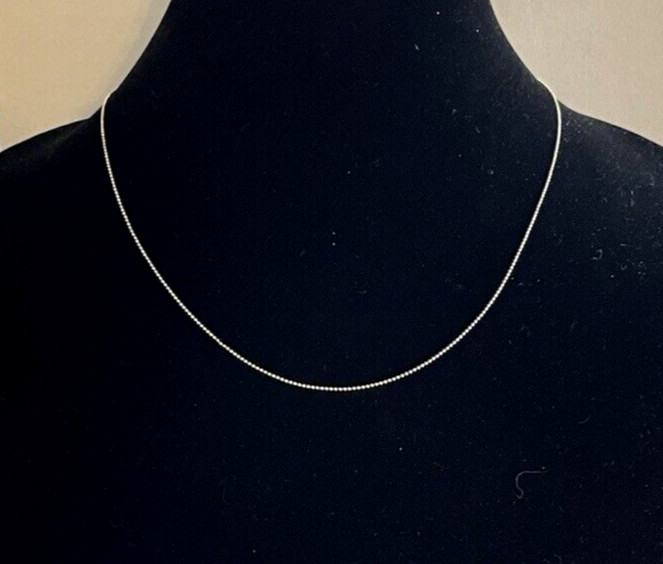 Petite Solid Sterling Silver 925 MICRO BEAD BALL 18 ” in. NECKLACE Mini