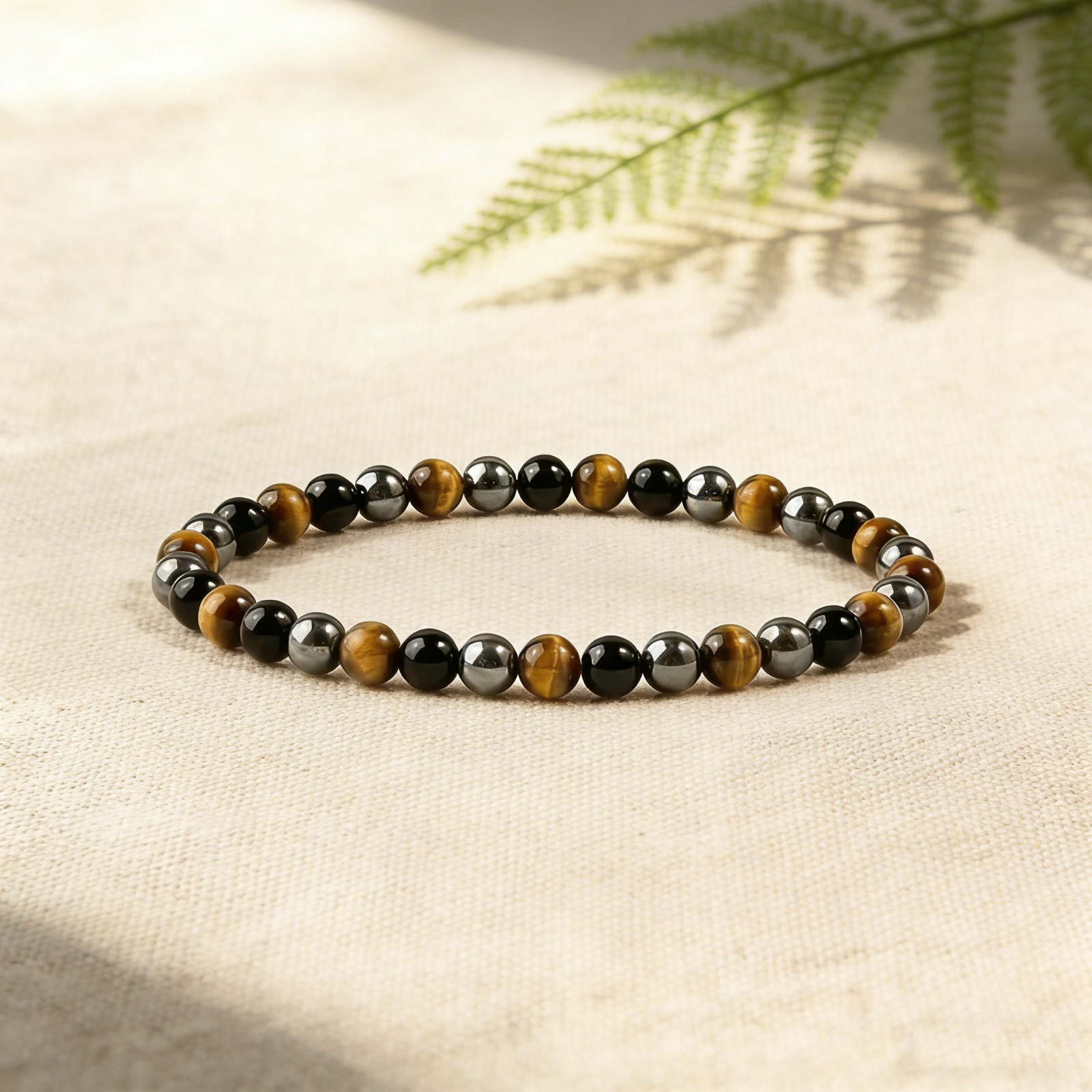 Obsidian Tiger Eye Hematite 4mm Small Beads Healing Triple Protection Bracelet