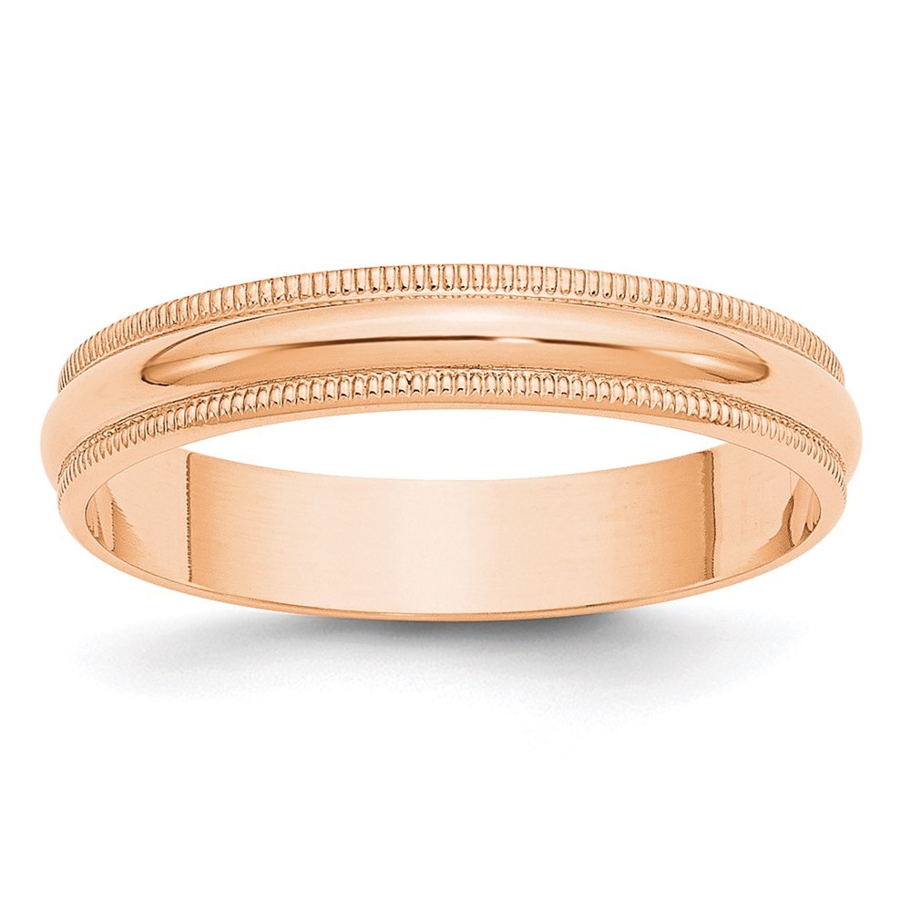 10k Rose Gold 4mm Lightweight Milgrain Half Round Wedding Band Ring Size 12