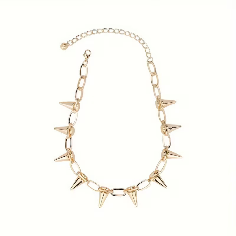 Spiked Chain Collar Necklace Gothic Punk Spike Chain Jewelry Choker