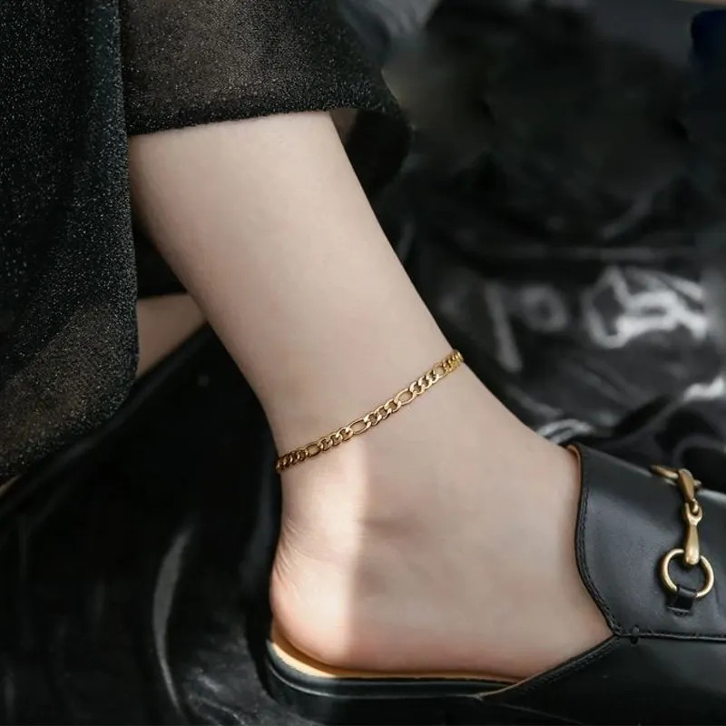 Luxury 18K Gold Plated Figaro Dainty Chain Anklet Bold Foot, Minimalist & Trendy