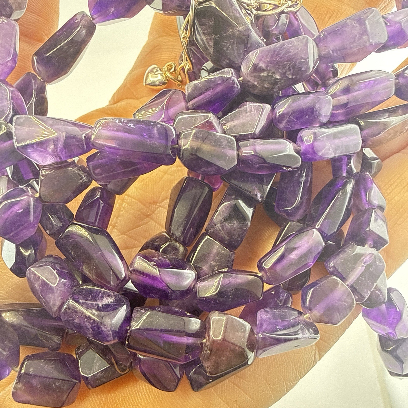 Jay King Necklace Amethyst Purple Triple Strand Chunky Bead Sterling 132g 925
