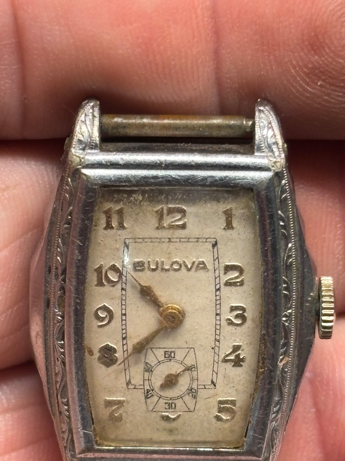26mm 30mm vtg ART DECO Bulova mechanical 10AN 15j watch silver gold tone WORKING