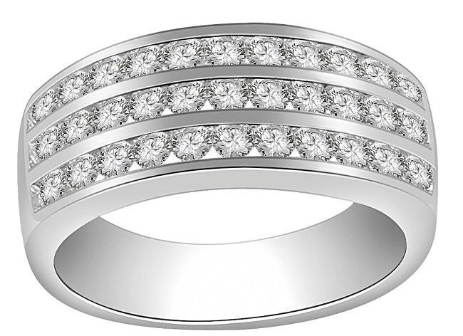 Right Hand Ring Wedding Band 1.00 Ct I1 G Round Diamond 14K White Gold Appraisal