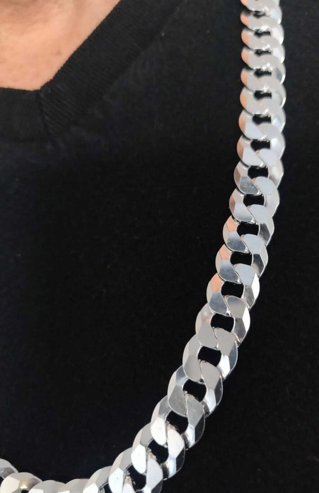 cadena de plata 925 Italiana 26″ larga 10mm 925 silver chain made in Italy